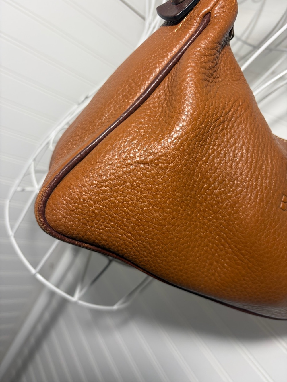 Dooney & Bourke -East West Hobo Bag in Brown Pebbled Leather W/ Dark Brown Strap - Picture 7 of 14